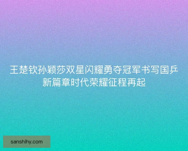 王楚钦孙颖莎双星闪耀勇夺冠军书写国乒新篇章时代荣耀征程再起