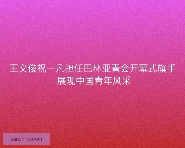 王文俊祝一凡担任巴林亚青会开幕式旗手 展现中国青年风采
