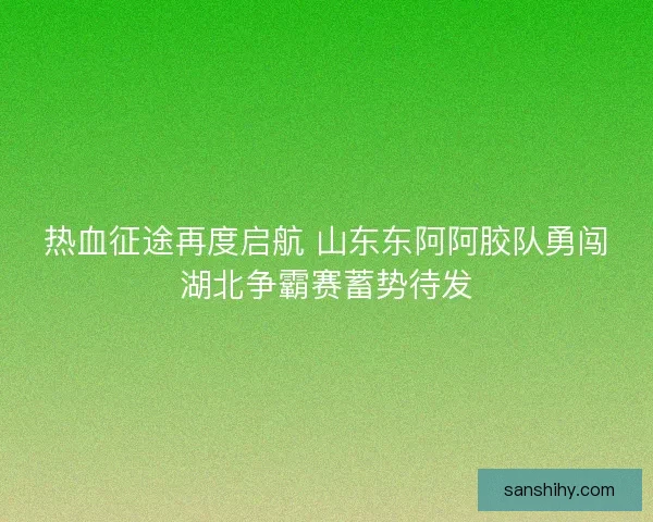 热血征途再度启航 山东东阿阿胶队勇闯湖北争霸赛蓄势待发