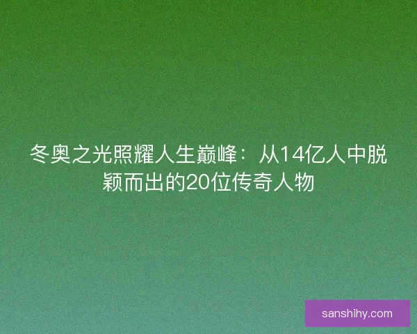 冬奥之光照耀人生巅峰：从14亿人中脱颖而出的20位传奇人物