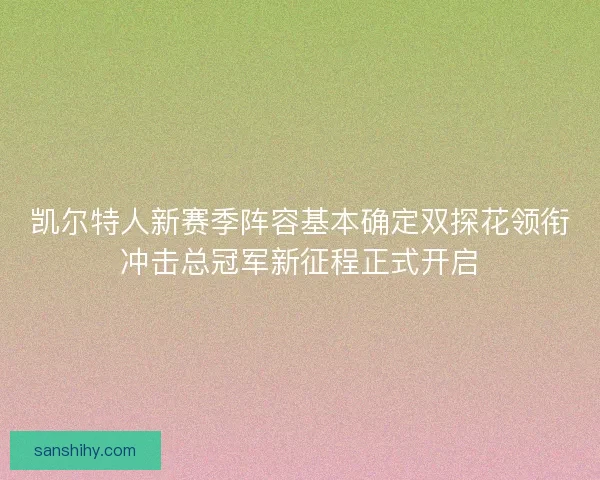 凯尔特人新赛季阵容基本确定双探花领衔冲击总冠军新征程正式开启
